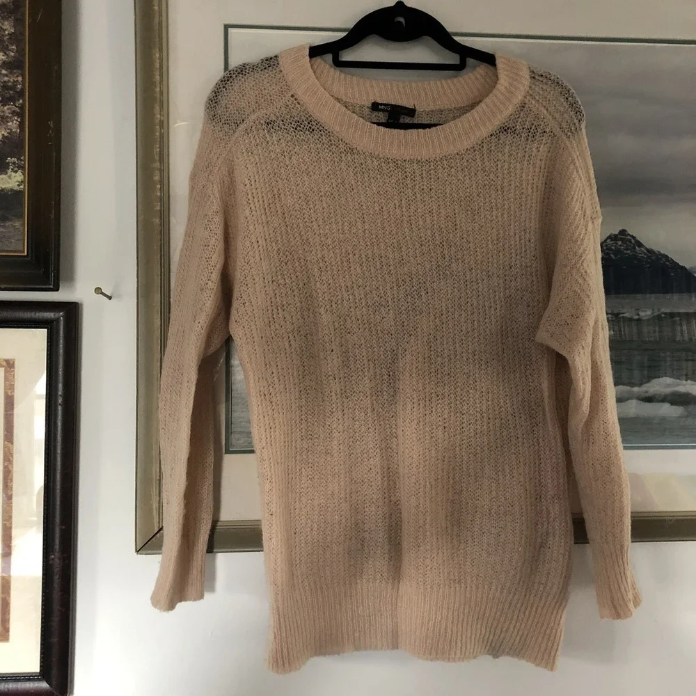 MNG Casual Sz L Pink Lightweight Semisheer Tissue Sweater Sz L A2934